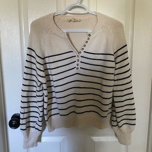 Sézane Leontine Jumper Ecru, Navy stripe